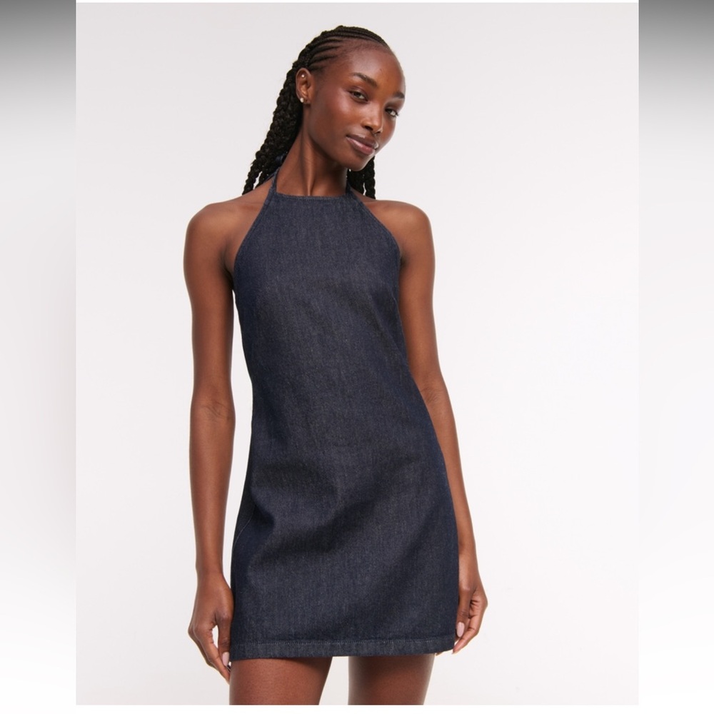 Abercrombie & Fitch Denim Halter Mini Dress